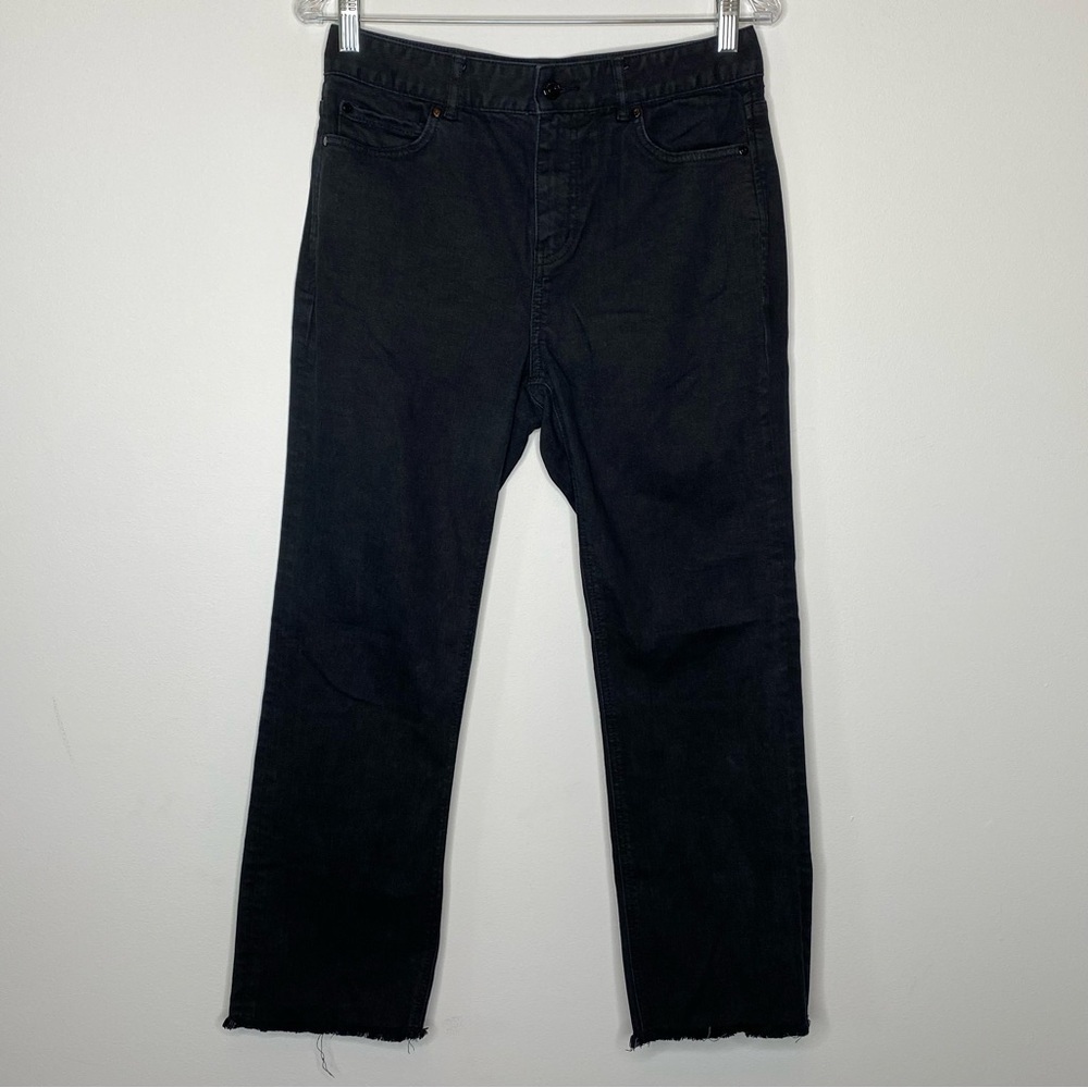 Kate Spade High Rise Broome Street Straight Leg Cropped Frayed Hem Jeans